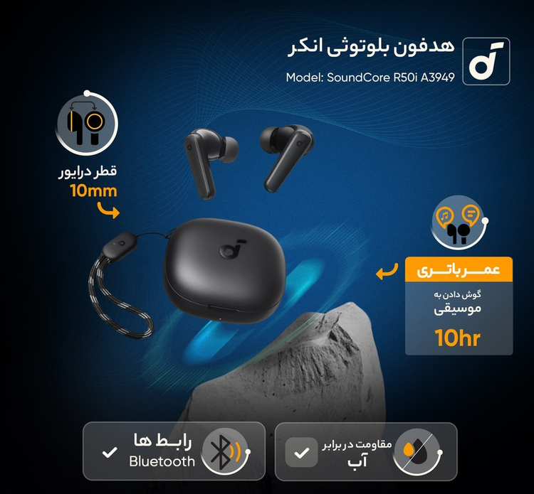 هدفون بلوتوثی انکر مدل SoundCore R50i