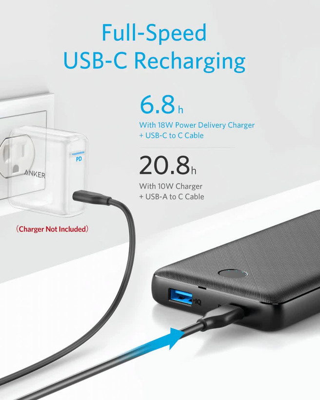 پاوربانک انکر مدل مدل Anker PowerCore Essential 20000 mAh A1287)