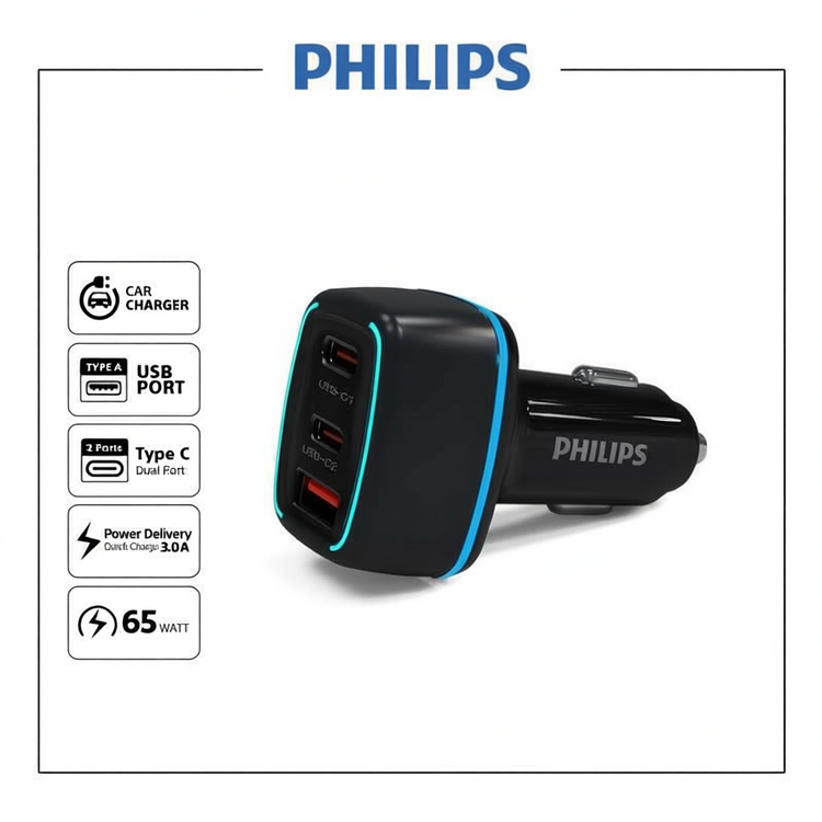 شارژر فندکی 45 وات سریع فیلیپس مدل Philips DLP2557
