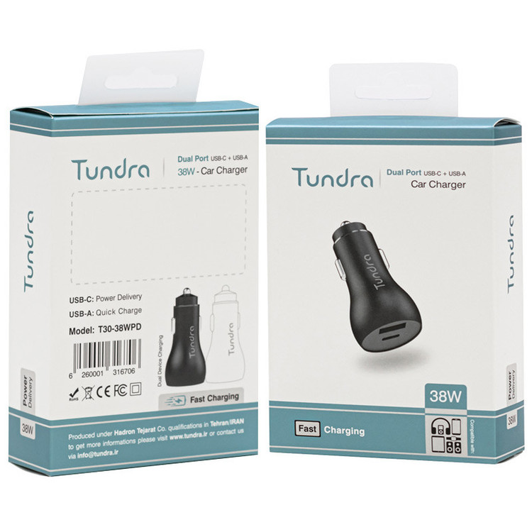 شارژر فندکی 38W دو پورت تاندرا مدل Tundra T30-38WPD