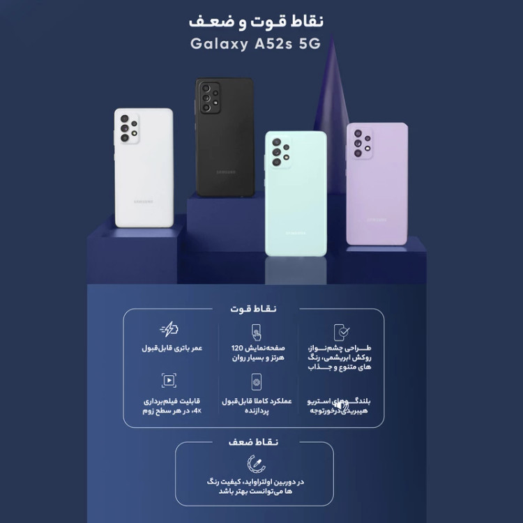 گوشی موبایل سامسونگ مدل Galaxy A52s 5G SM-A528B/DS دو سیمکارت ظرفیت 256 گیگابایت و رم 8 گیگابایت