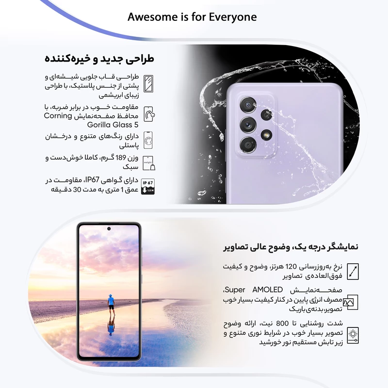 گوشی موبایل سامسونگ مدل Galaxy A52s 5G SM-A528B/DS دو سیمکارت ظرفیت 256 گیگابایت و رم 8 گیگابایت استوک / در حد نو