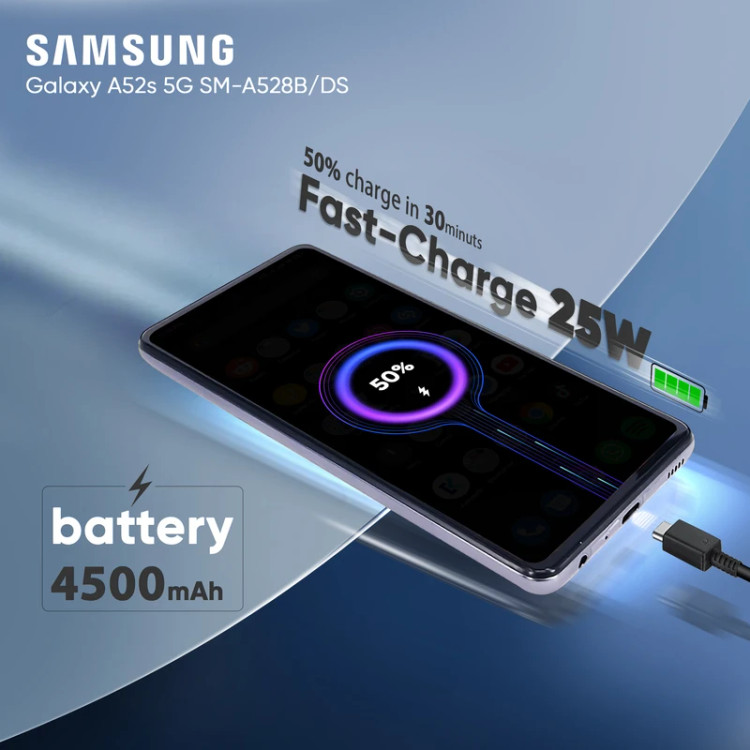 گوشی موبایل سامسونگ مدل Galaxy A52s 5G SM-A528B/DS دو سیمکارت ظرفیت 256 گیگابایت و رم 8 گیگابایت استوک / در حد نو
