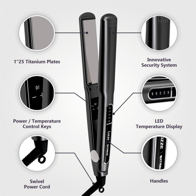اتو مو اصل Lizze Extreme Titanium 250 – اتوی تیتانیومی حرفهای با دمای تا 250°C