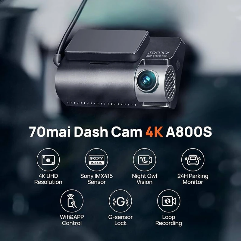 دوربین ثبت وقایع خودرو شیائومی 70mai مدل A800S با کیفیت 4K و GPS داخلی