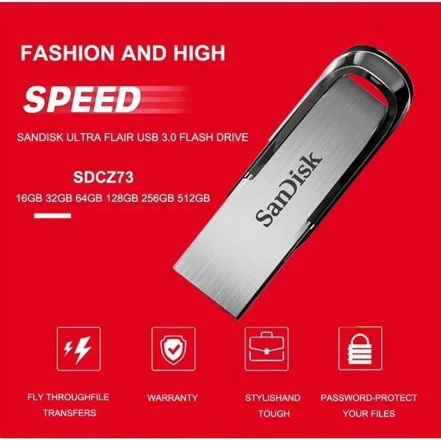 فلش مموری سن دیسک مدل Ultra Flair CZ73 ظرفیت 512 گیگابایت